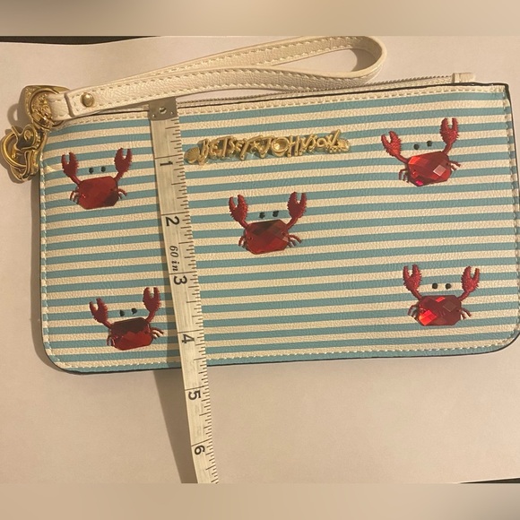 Betsey Johnson Crab jeweled striped wristlet - Picture 9 of 9